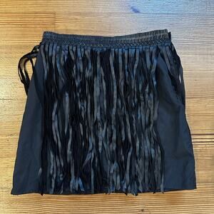 MLV black faux leather fringe mini‎ skirt SIZE XS